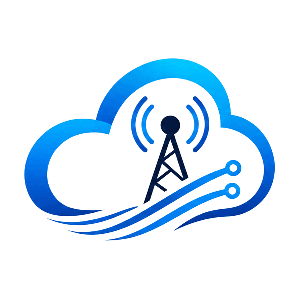 Dark Cloud Technology telecom tower and cloud symbol